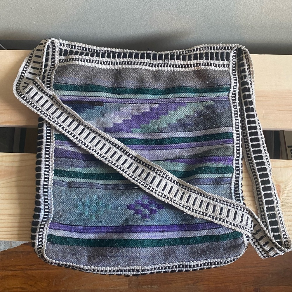 100% wool woven crossbody bag made in Ecuador
